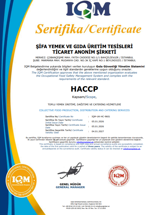 HACCP Gıda Güvenliği Yönetim Sistemi