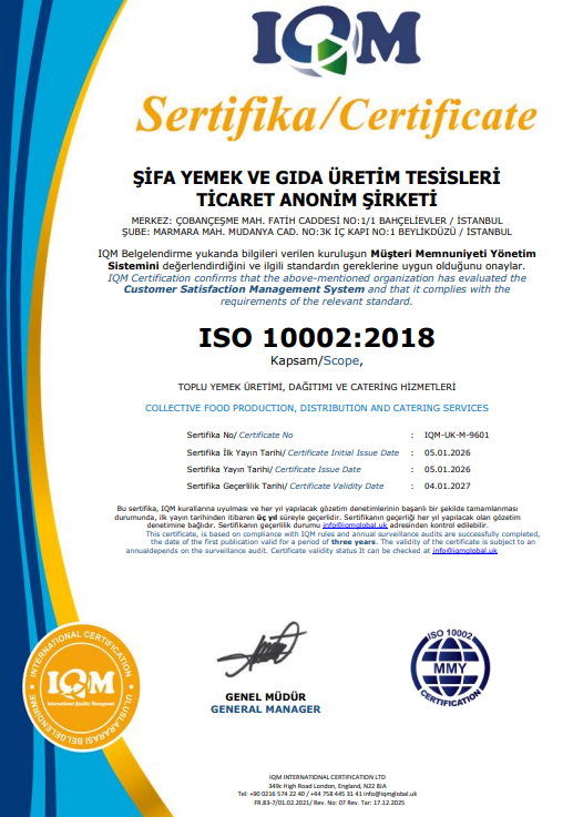 ISO 10002:2018 Müşteri Memnuniyeti Yönetim Sistemi